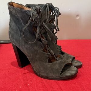 Frye Charcoal Lace-Up Women's heels with open toe